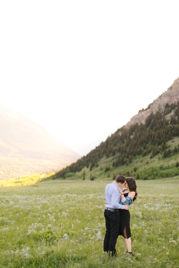waterton engagement session at sunset